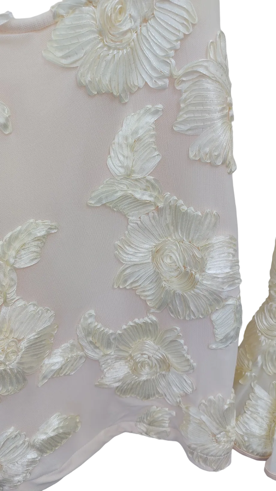 Sihaiyijia Cream Flower Textured Mini Dress UK S