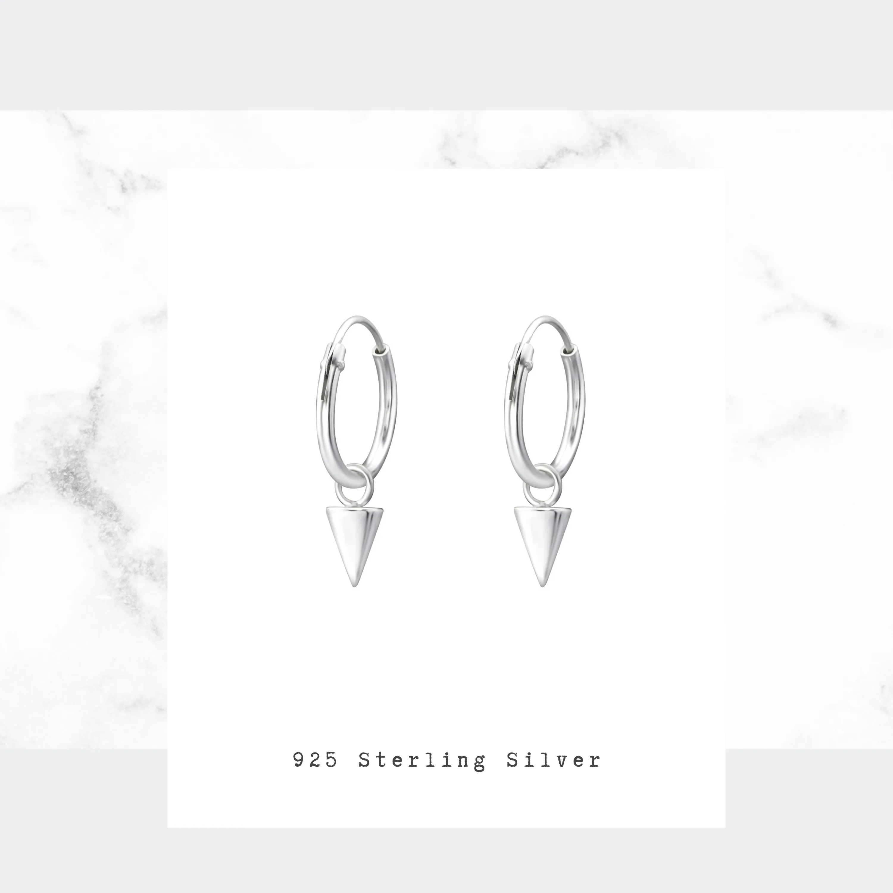 Silver Triangle Drop Mini Hoop Earrings