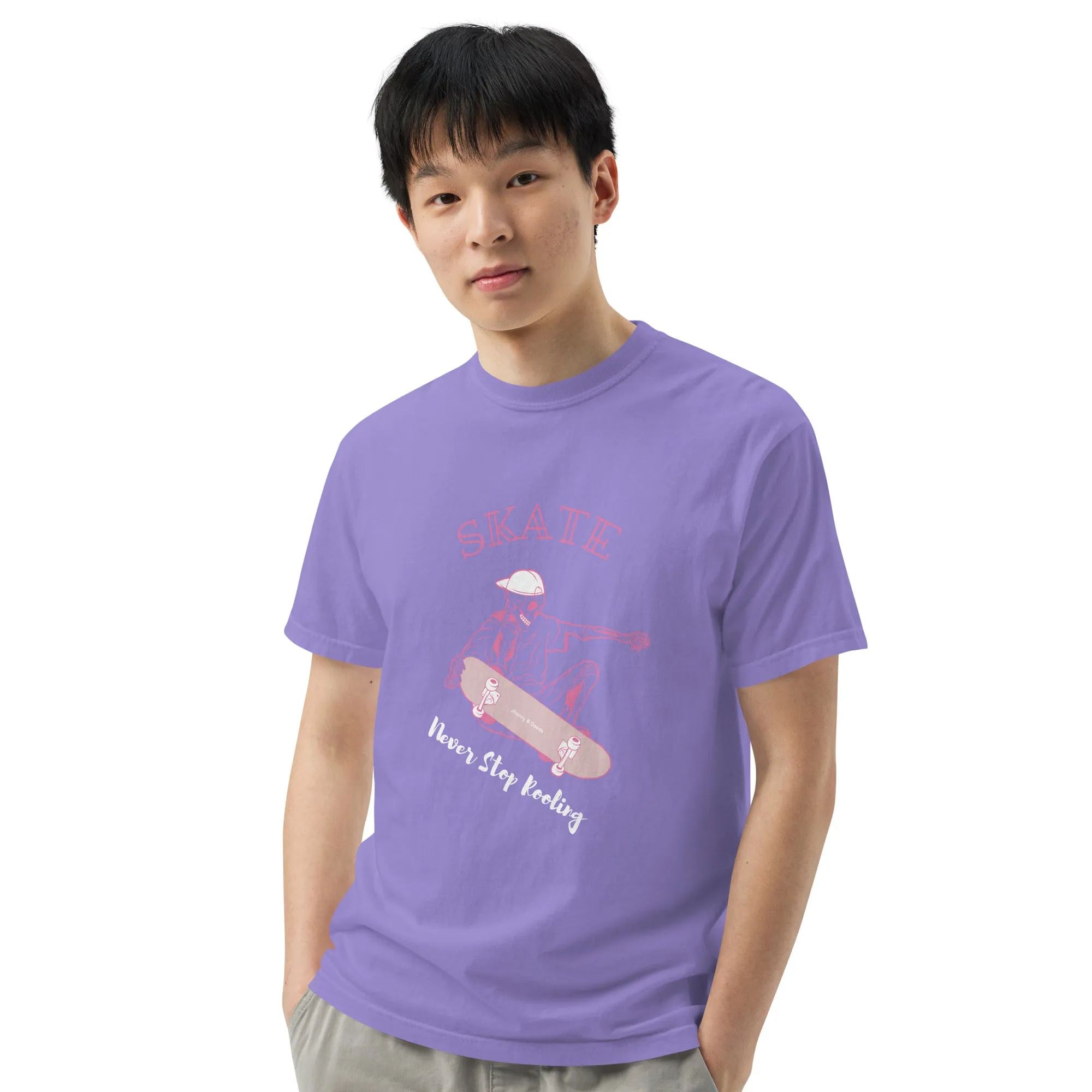 Skating Never Stop Roling men's garment-dyed heavyweight t-shirt