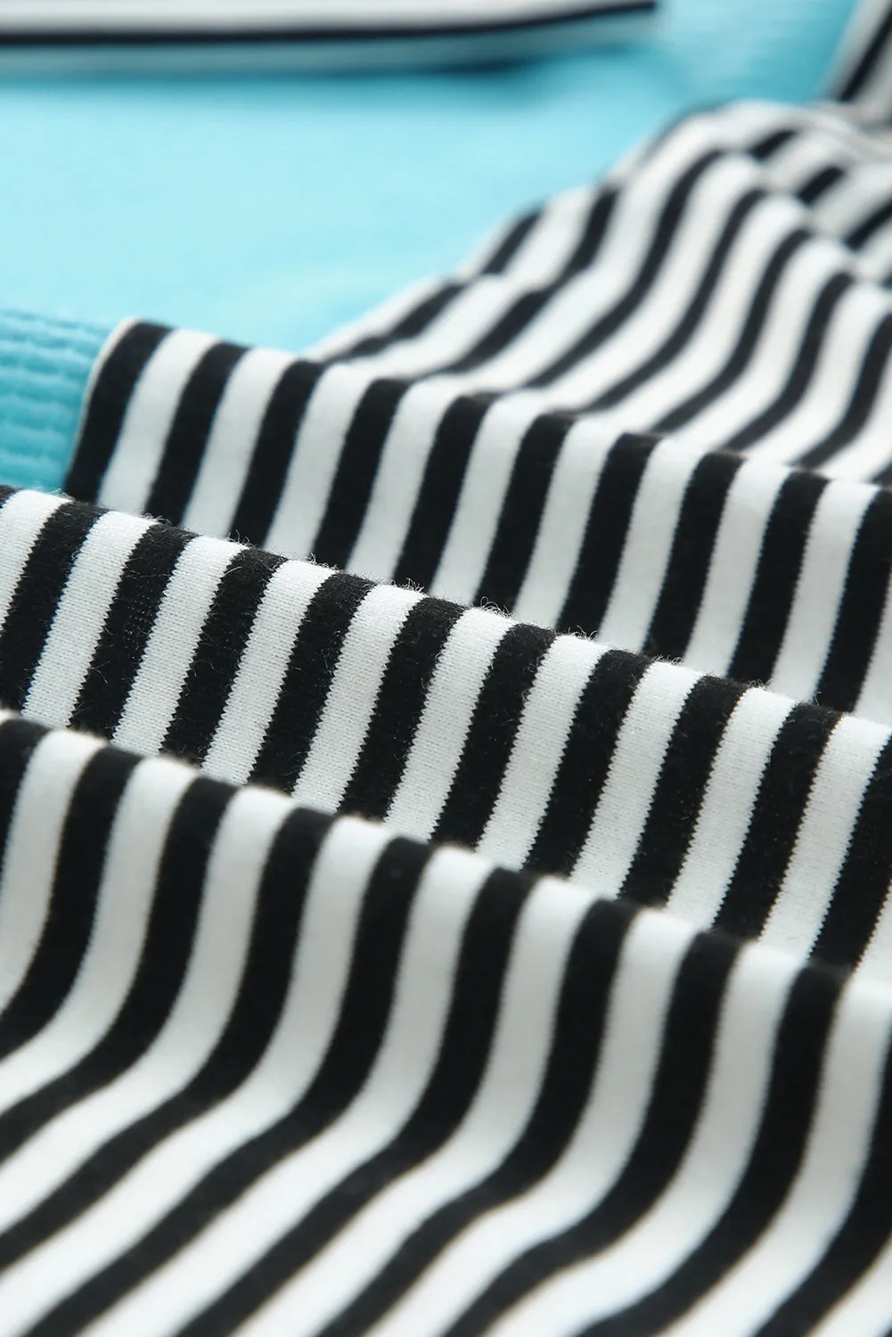 Sky Blue Loose Fit Stripe Colorblock Cardigan