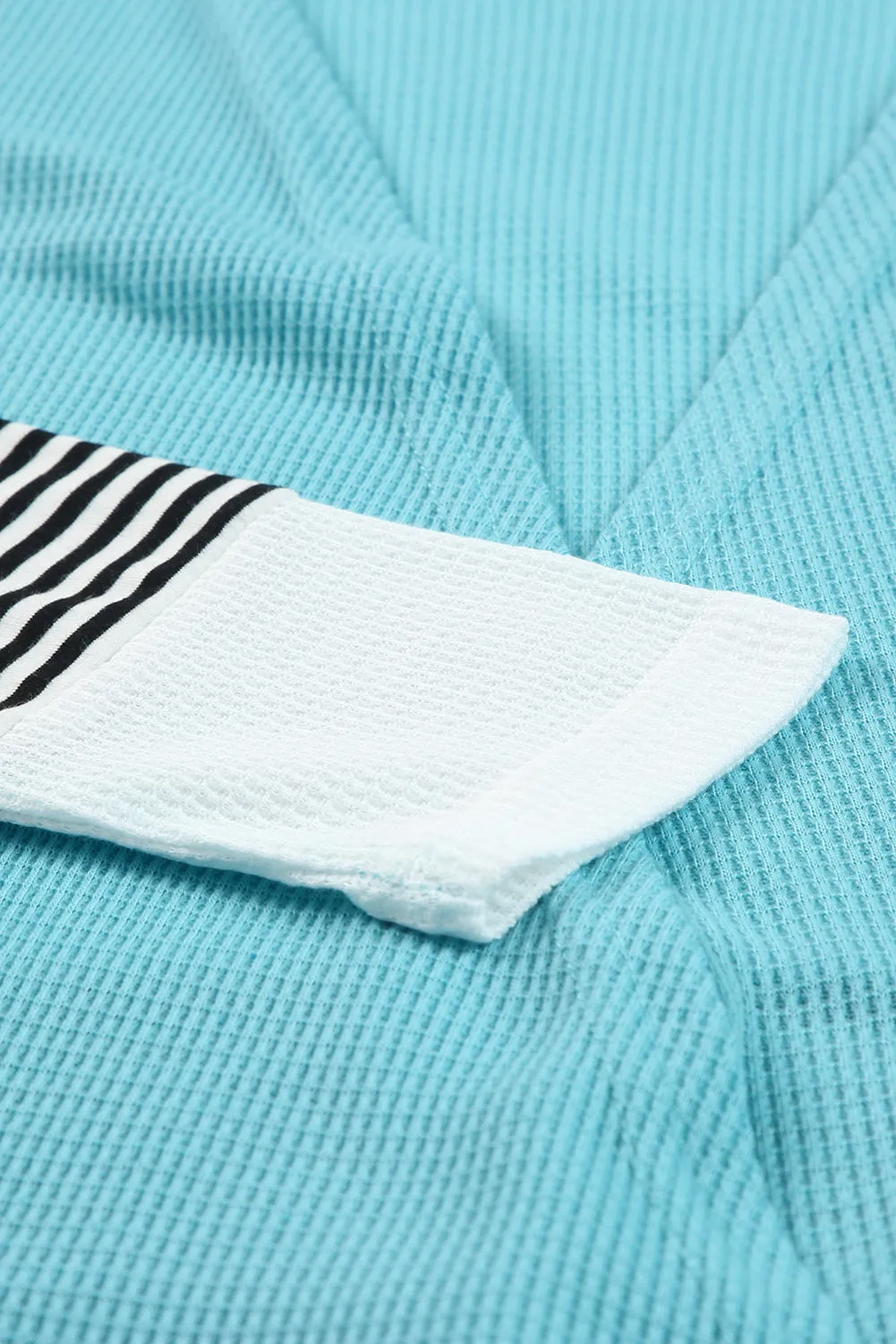 Sky Blue Loose Fit Stripe Colorblock Cardigan