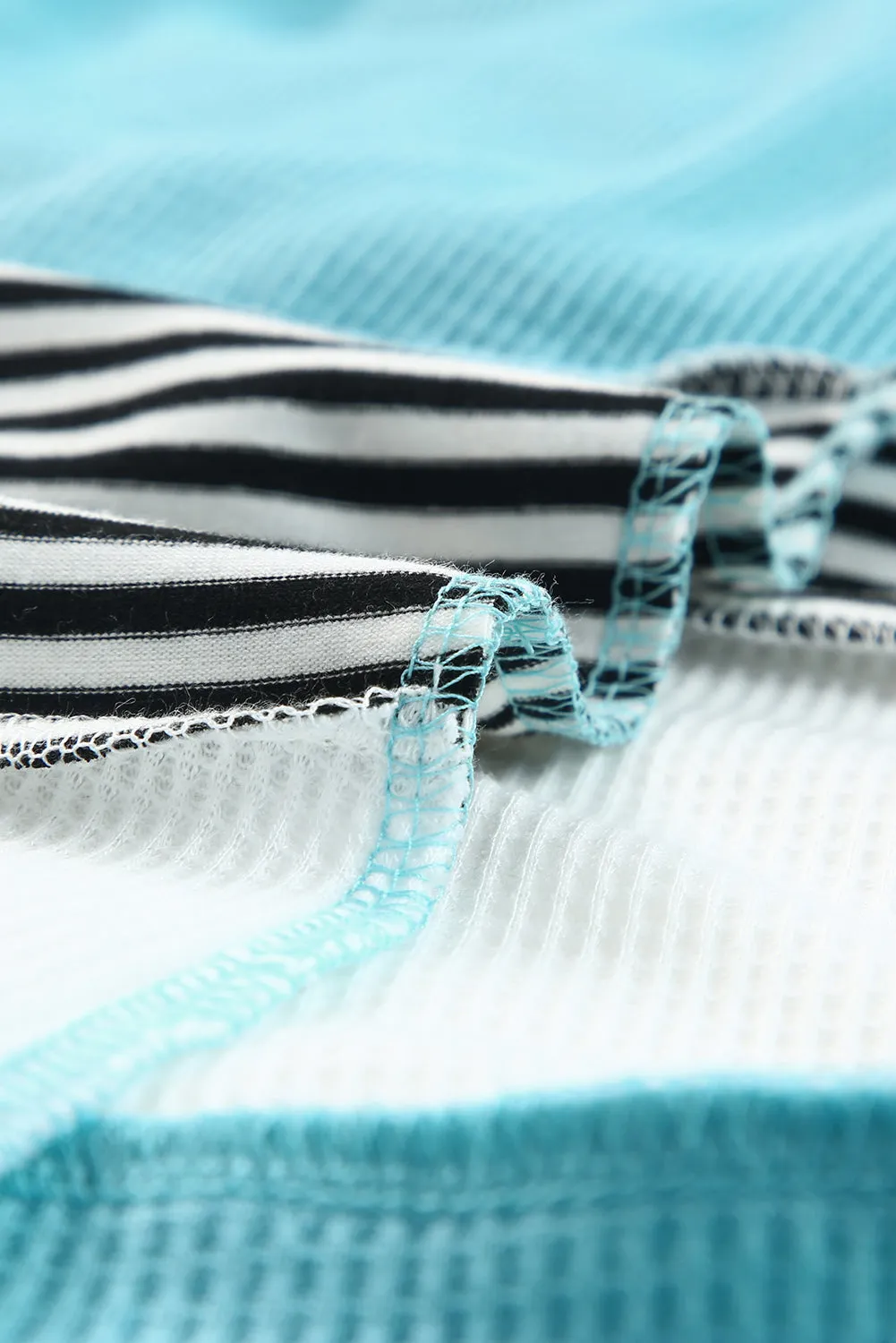 Sky Blue Loose Fit Stripe Colorblock Cardigan