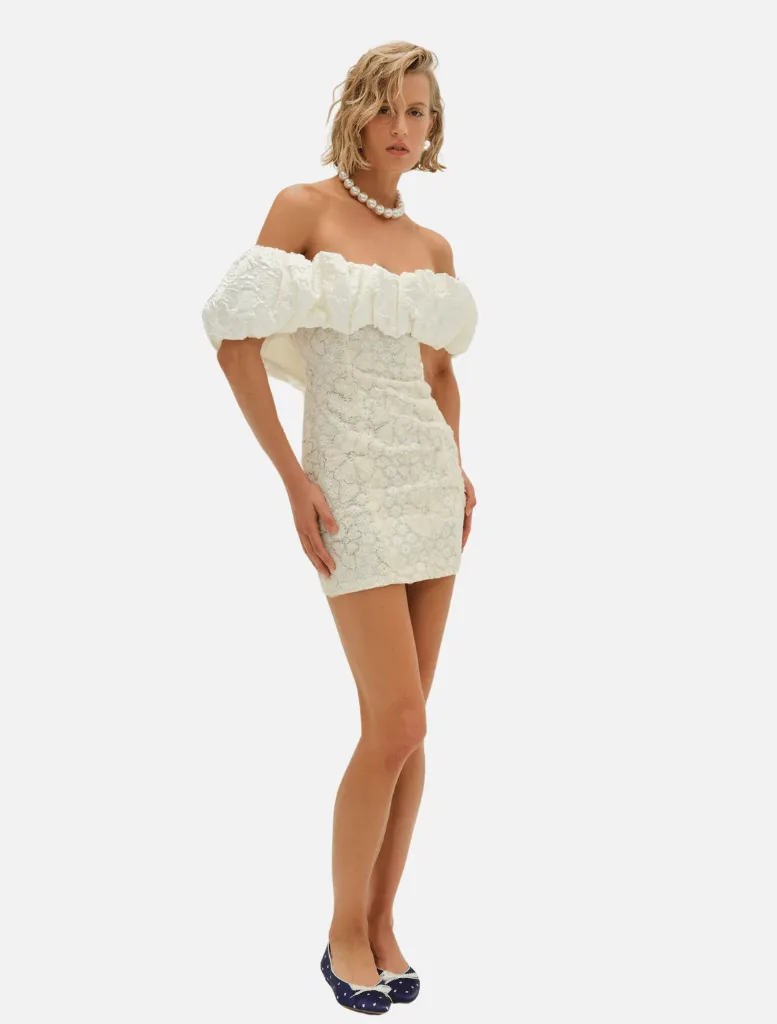 Snowflake Daisy Mini Dress - Cream