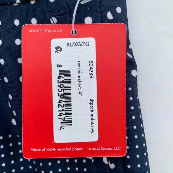 SPANX 4” Sunshine Short Women’s Navy Blue / White XL 50473R Sunshine Collection