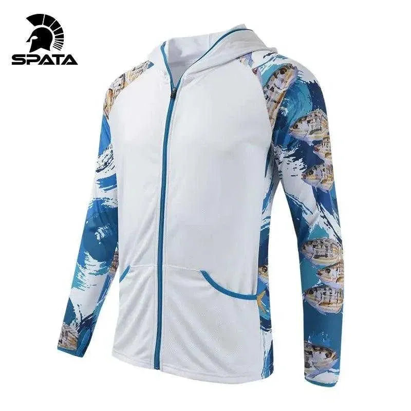 SPATA Long Sleeve Fishing Hooded Shirt Breathable and Moisture-Wicking Fabric