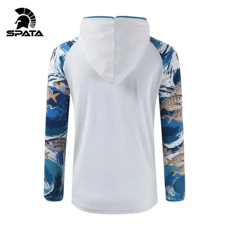 SPATA Long Sleeve Fishing Hooded Shirt Breathable and Moisture-Wicking Fabric