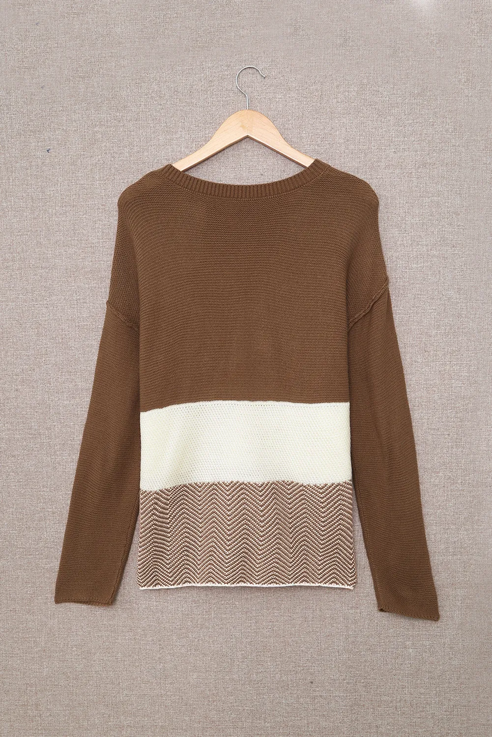 Splicing Buttoned Knitted Long Sleeve Sweater