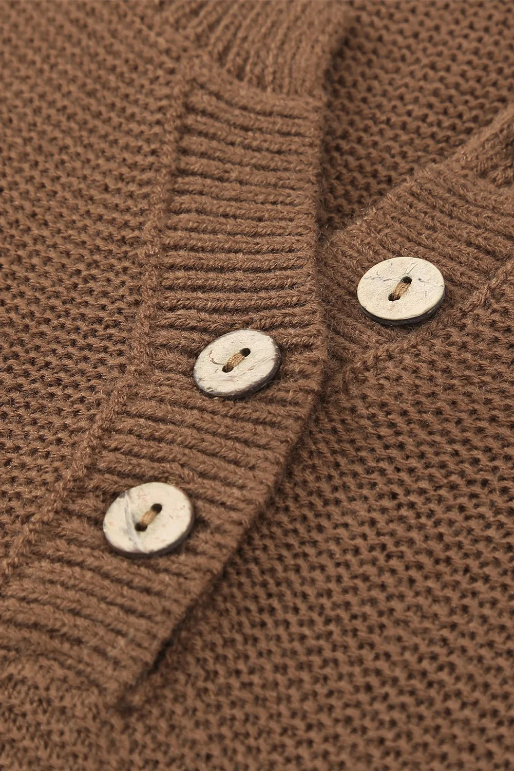 Splicing Buttoned Knitted Long Sleeve Sweater