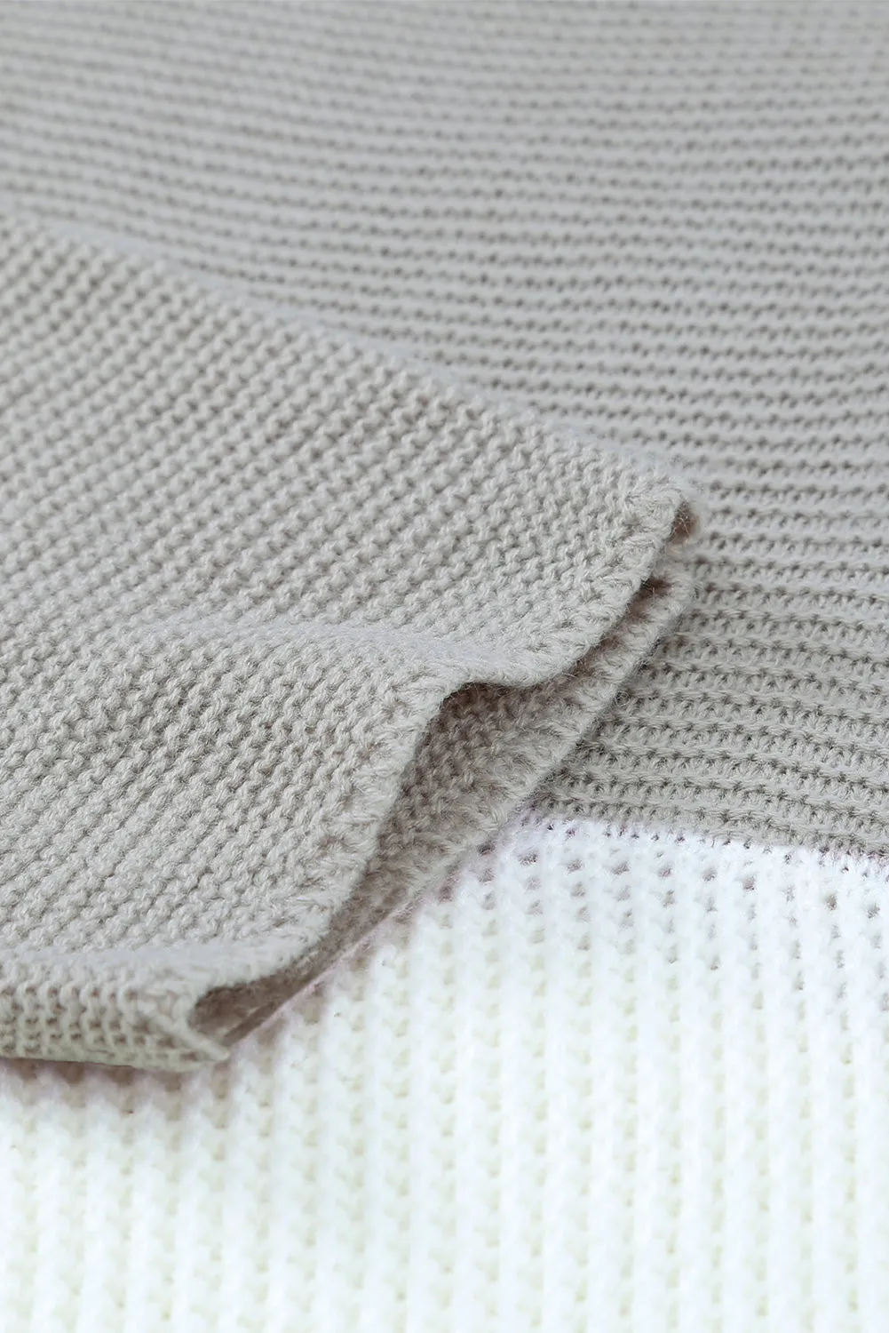 Splicing Buttoned Knitted Long Sleeve Sweater