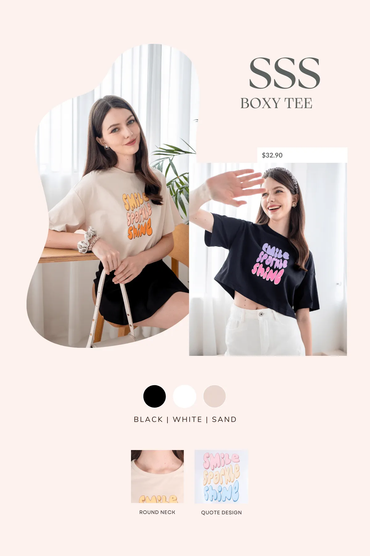 SSS BOXY TEE IN WHITE