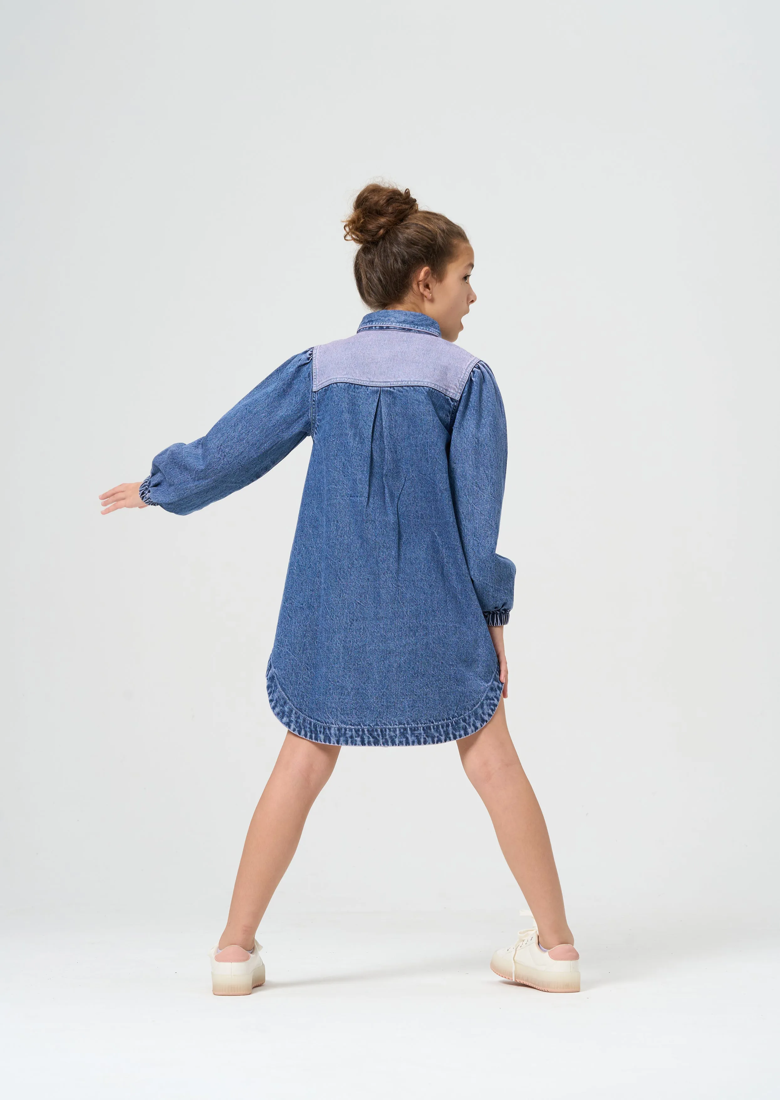 Staci Over Dyed Purple Denim Shirt Dress