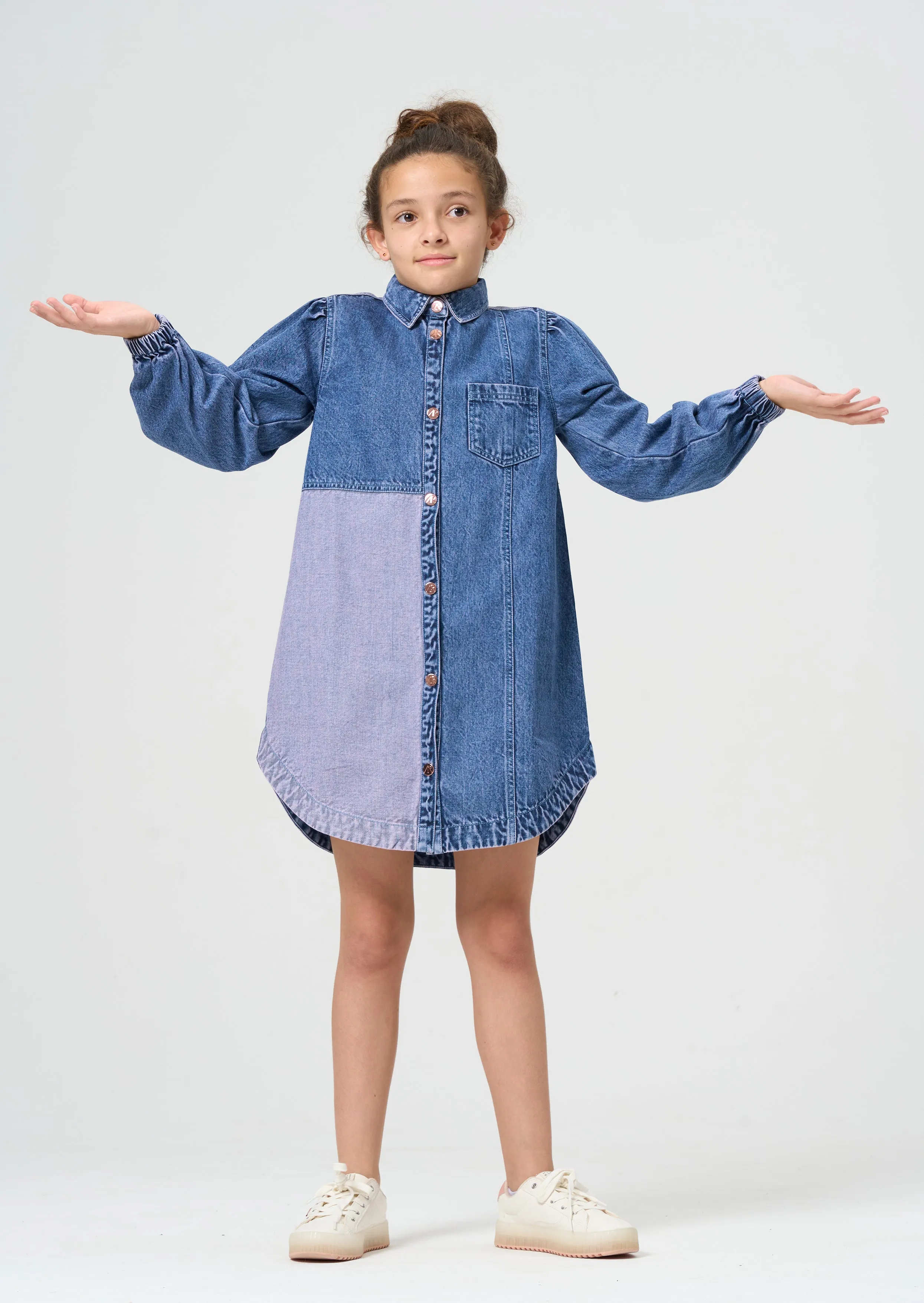 Staci Over Dyed Purple Denim Shirt Dress