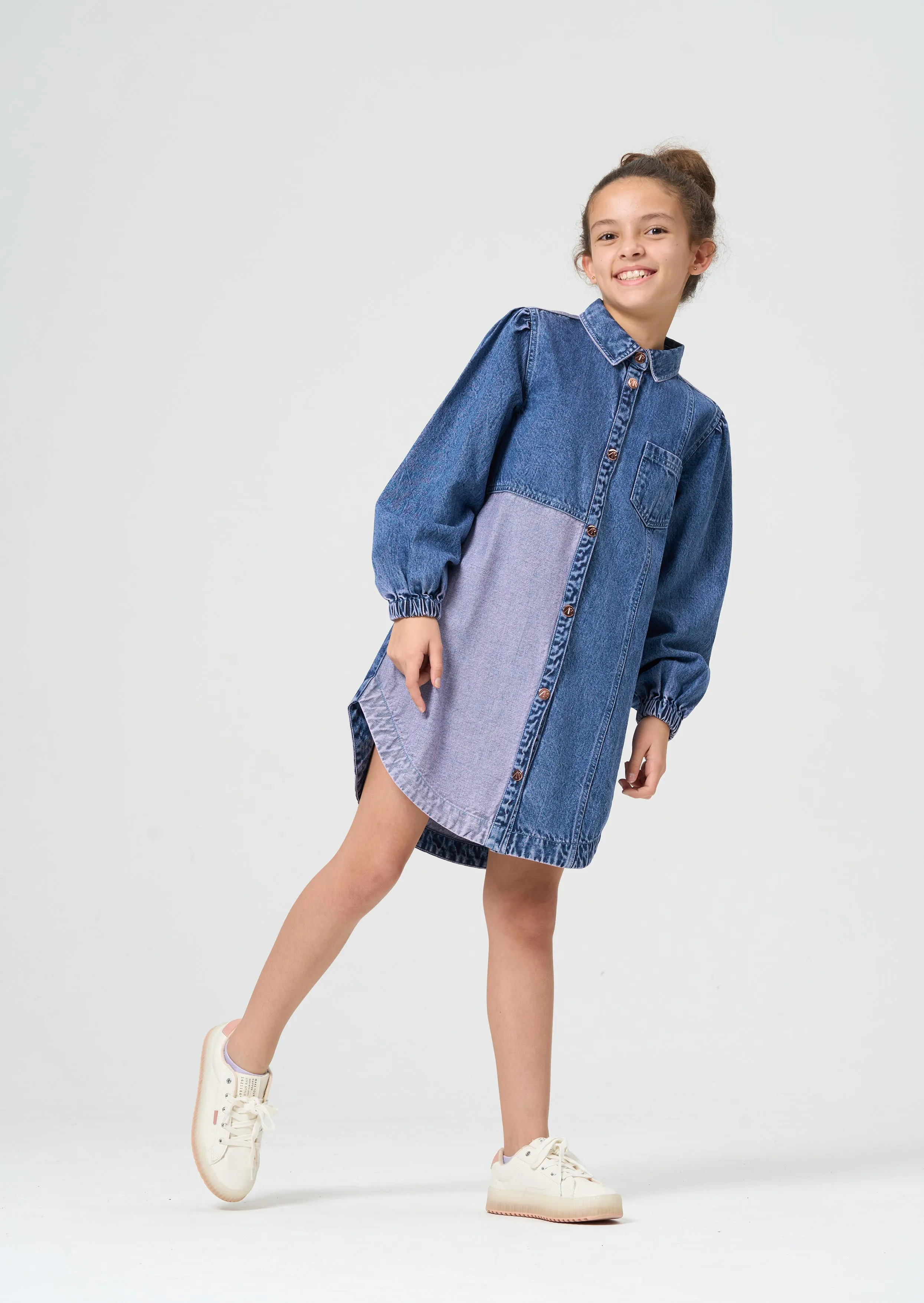 Staci Over Dyed Purple Denim Shirt Dress