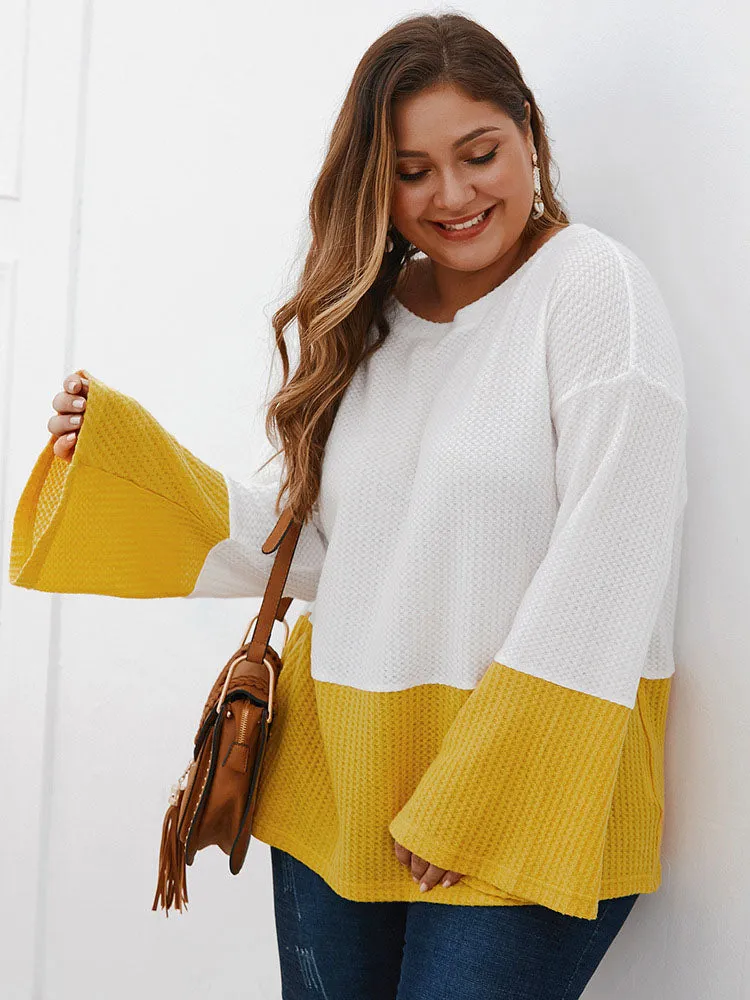 Stitching Tops T-shirt Autumn and Winter Long-sleeved Sweater