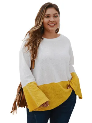 Stitching Tops T-shirt Autumn and Winter Long-sleeved Sweater