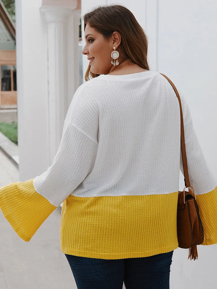 Stitching Tops T-shirt Autumn and Winter Long-sleeved Sweater