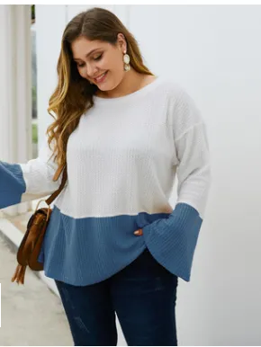 Stitching Tops T-shirt Autumn and Winter Long-sleeved Sweater
