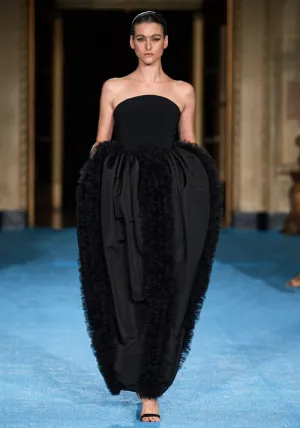 Strapless Tulip Textured Tulle Dress