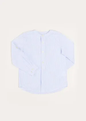 Striped Mao Collar Long Sleeve Shirt in Blue (4-10yrs)