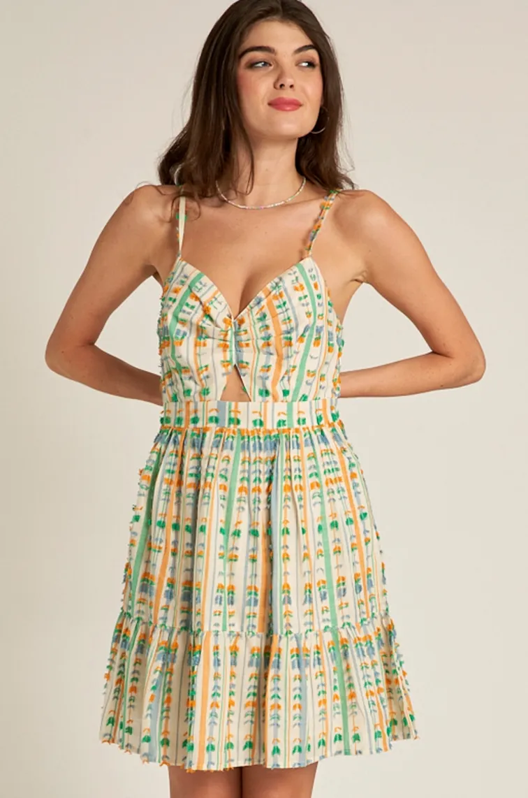 Striped Textured Mini Dress