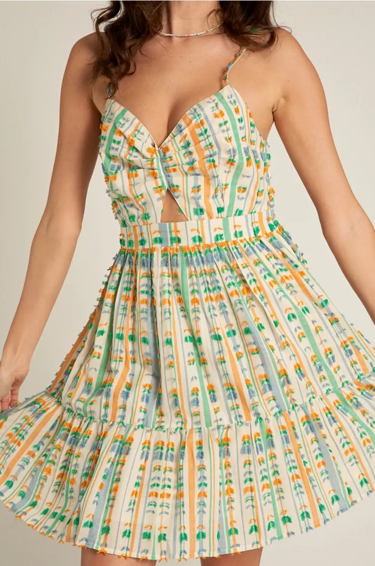 Striped Textured Mini Dress