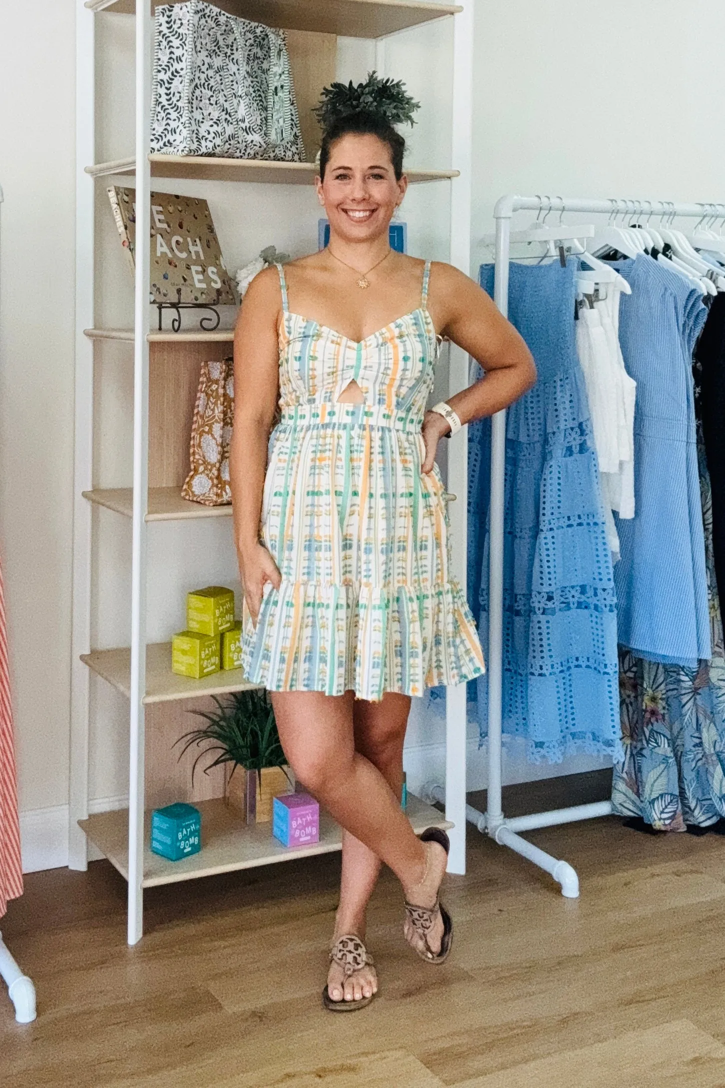 Striped Textured Mini Dress
