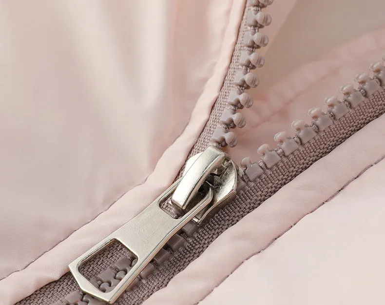 Stylish Patchwork Zip-up Puffer Jacket for Women's Outdoor Adventures