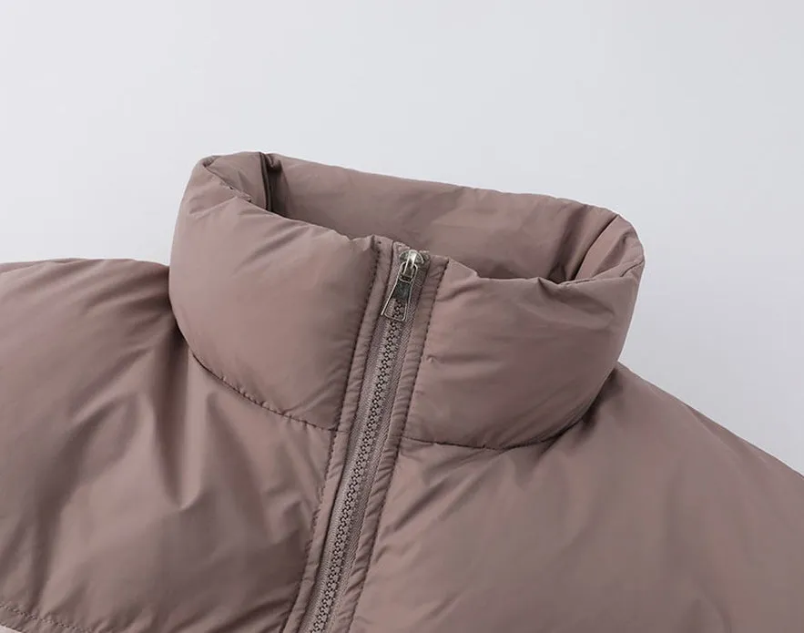 Stylish Patchwork Zip-up Puffer Jacket for Women's Outdoor Adventures