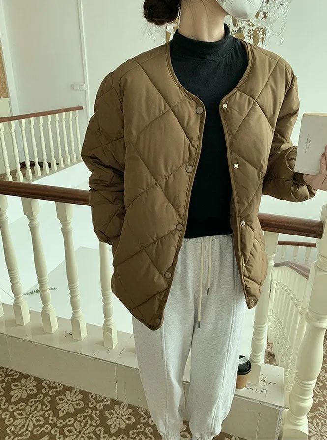 Stylish Plain Cropped Puffer Jacket for Women with Elastic Cuffs