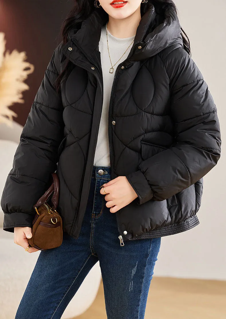 Stylish Zip Up Hooded Puffer Jacket for Women with Easy-to-Clean Fabric
