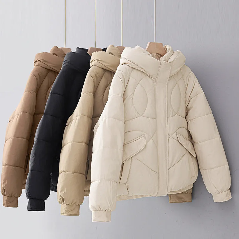 Stylish Zip Up Hooded Puffer Jacket for Women with Easy-to-Clean Fabric