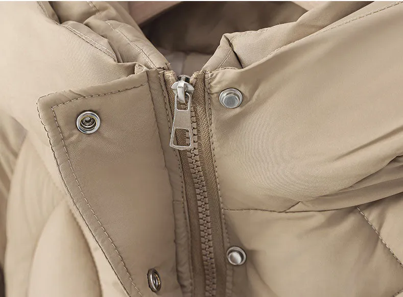 Stylish Zip Up Hooded Puffer Jacket for Women with Easy-to-Clean Fabric