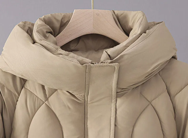 Stylish Zip Up Hooded Puffer Jacket for Women with Easy-to-Clean Fabric