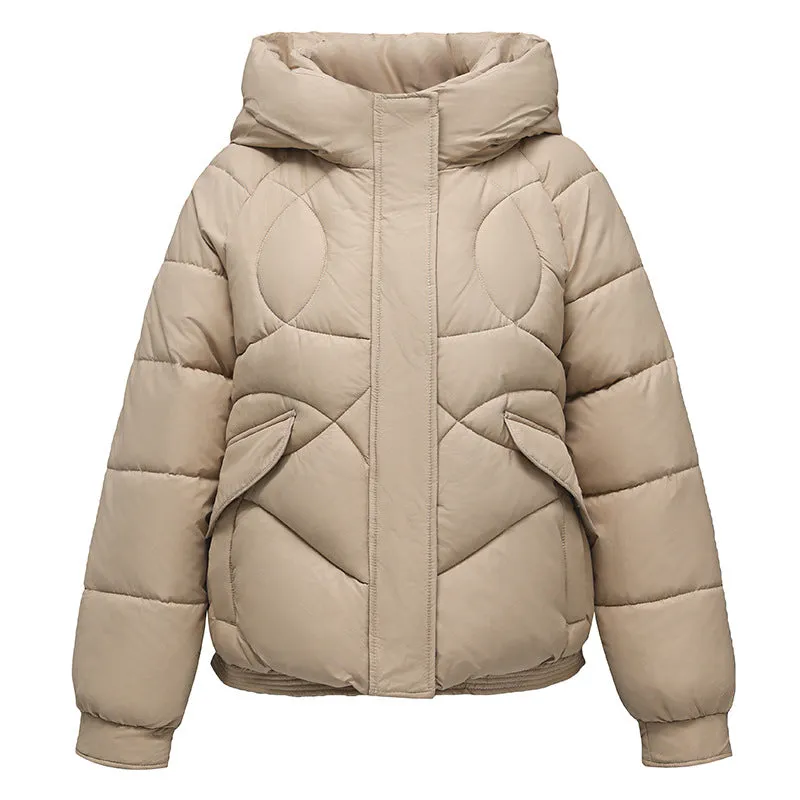 Stylish Zip Up Hooded Puffer Jacket for Women with Easy-to-Clean Fabric