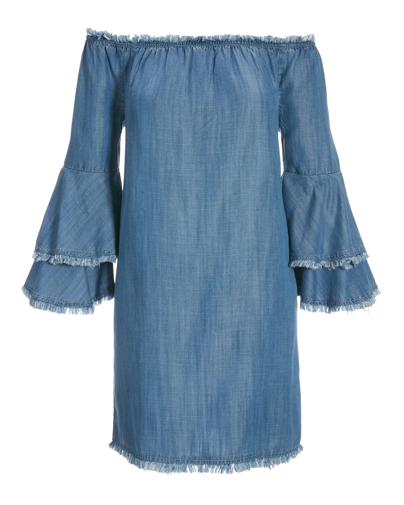 Summer Essentials Tencel Off The Shoulder Dress Medium Wash