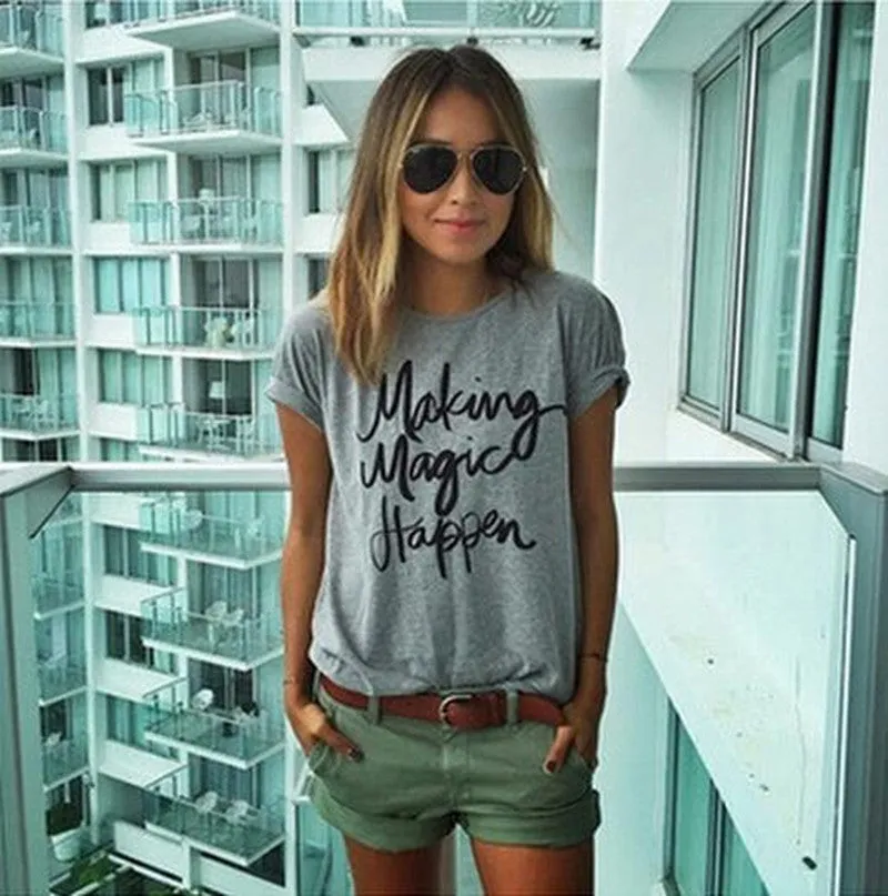 Summer make magic happen printed T-shirts for women tee shirt tshirt female t shirts female tops