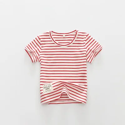 Summer Striped Kids t-shirts Baby Girls Short Sleeve Boys Tees Cotton Children tshirts for Girl Child Kids t Shirts 2-12T
