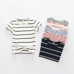 Summer Striped Kids t-shirts Baby Girls Short Sleeve Boys Tees Cotton Children tshirts for Girl Child Kids t Shirts 2-12T