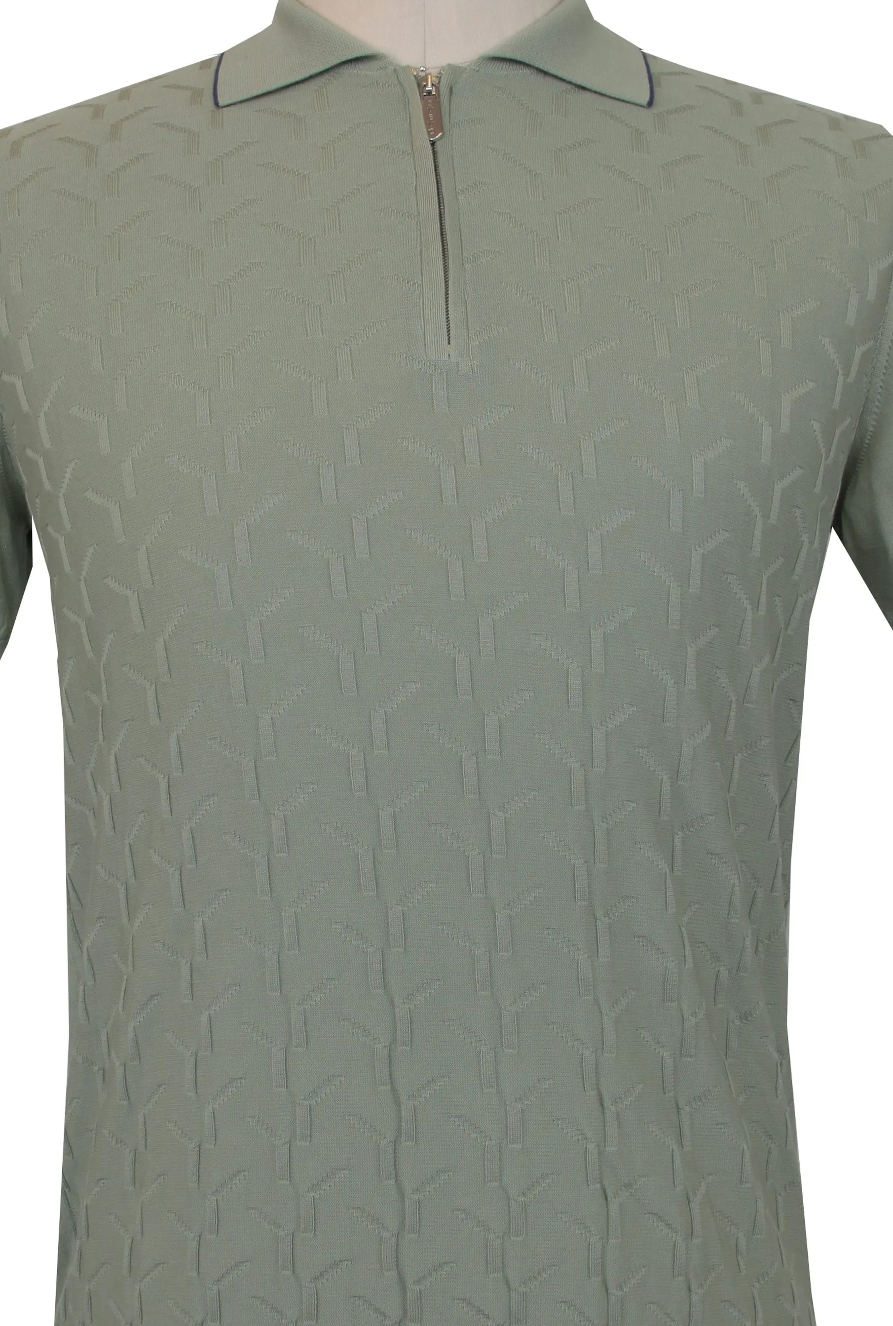 Svevo Parma Green 1/4 Zip Polo Sweater