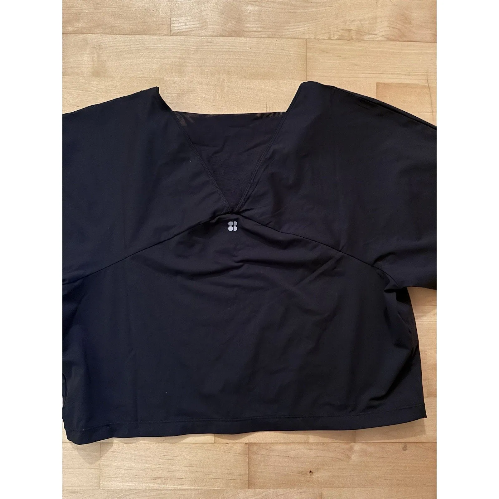 Sweaty Betty Women's Black Cropped Batwing Short Sleeve Boxy T-Shirt Large