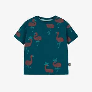 T-shirt turquoise à motifs, bébé || Turquoise patterned T-shirt, baby