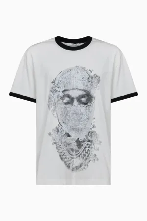 T-shirt with rose-patterned mask