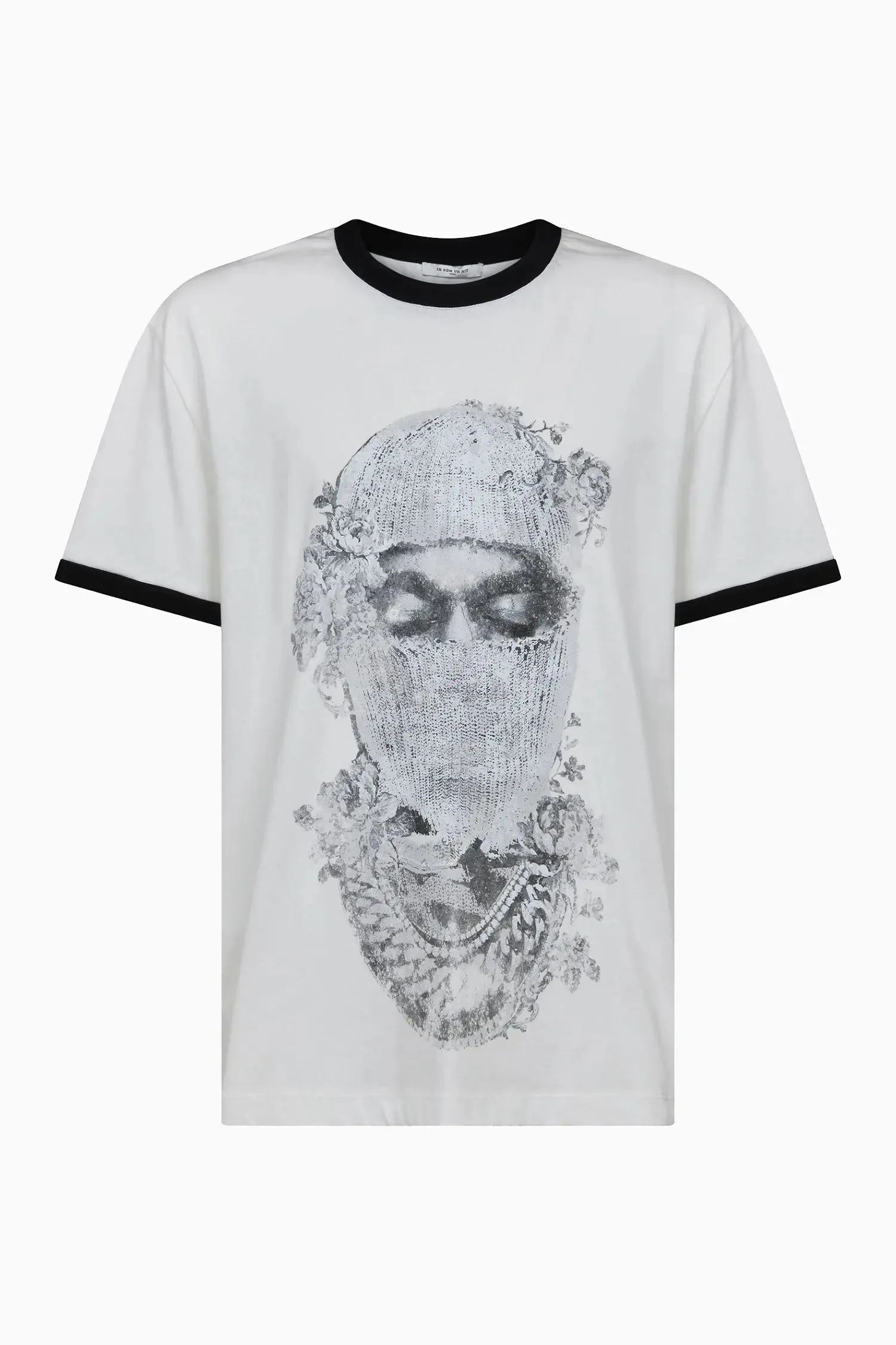 T-shirt with rose-patterned mask