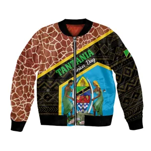 Tanzania Union Day 2024 Bomber Jacket Uhuru na Umoja Giraffe Pattern LT01