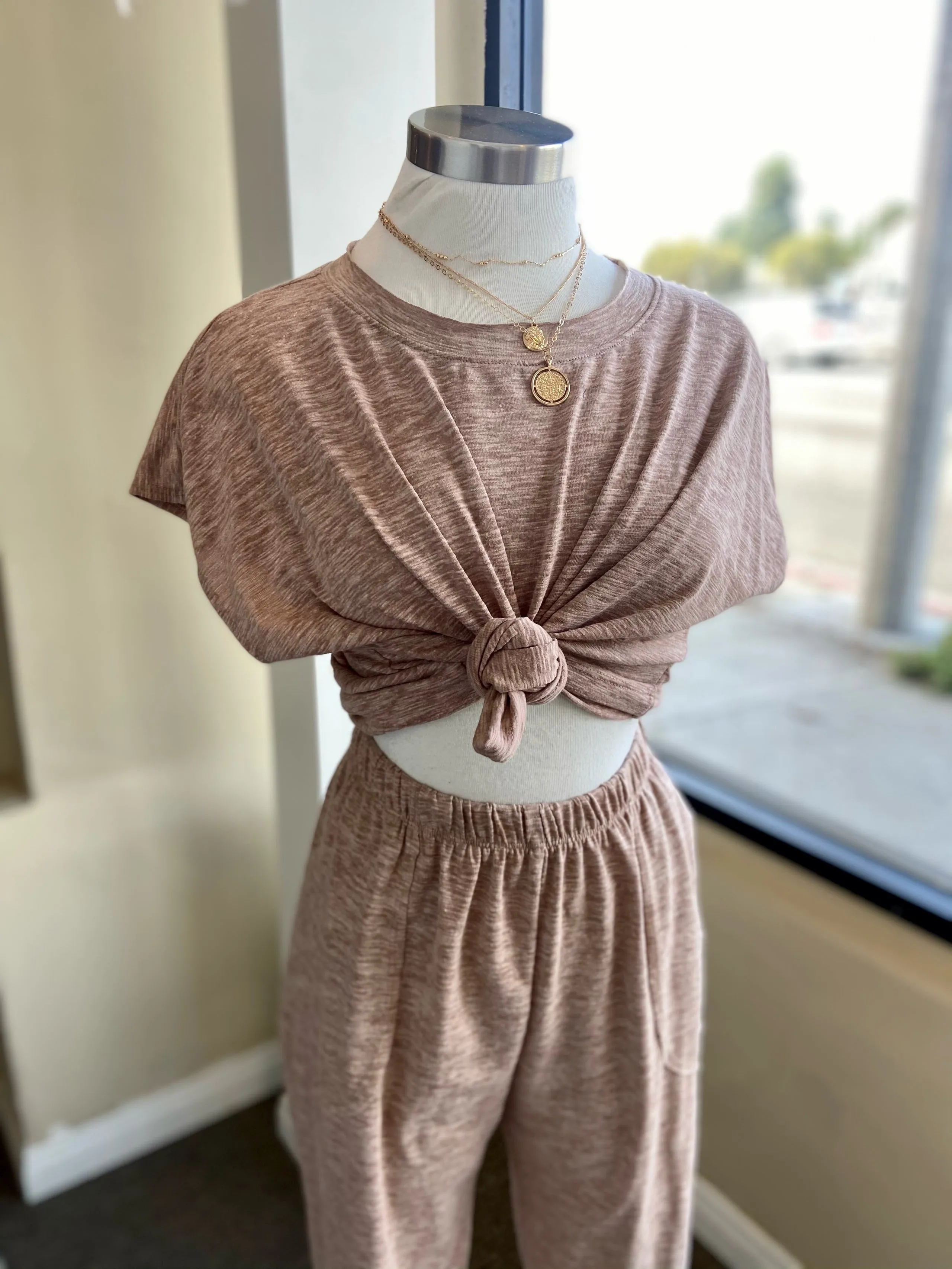 Taupe Boxy Tee Jogger Set
