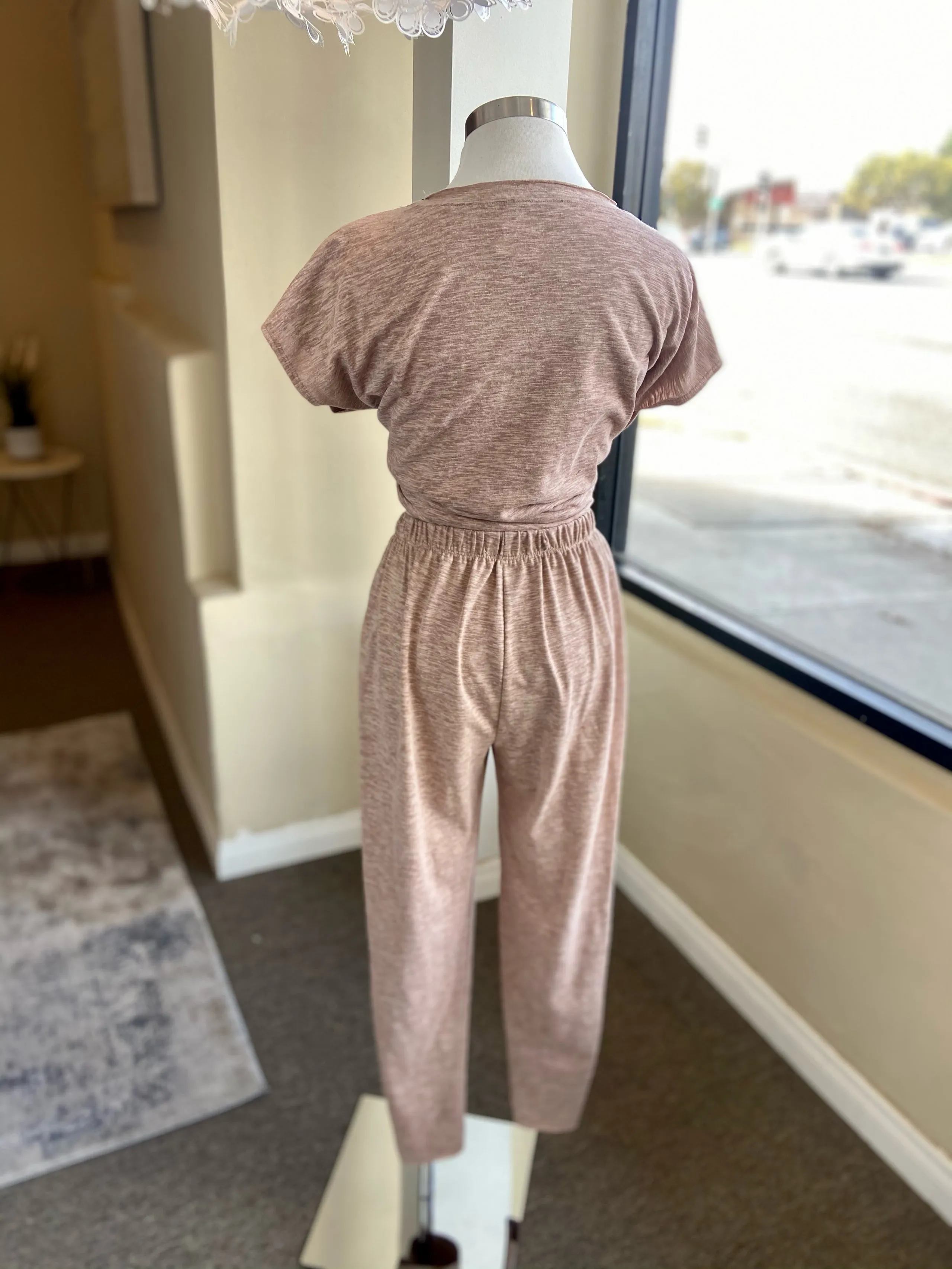 Taupe Boxy Tee Jogger Set