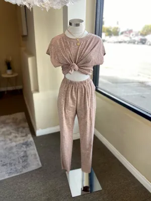 Taupe Boxy Tee Jogger Set
