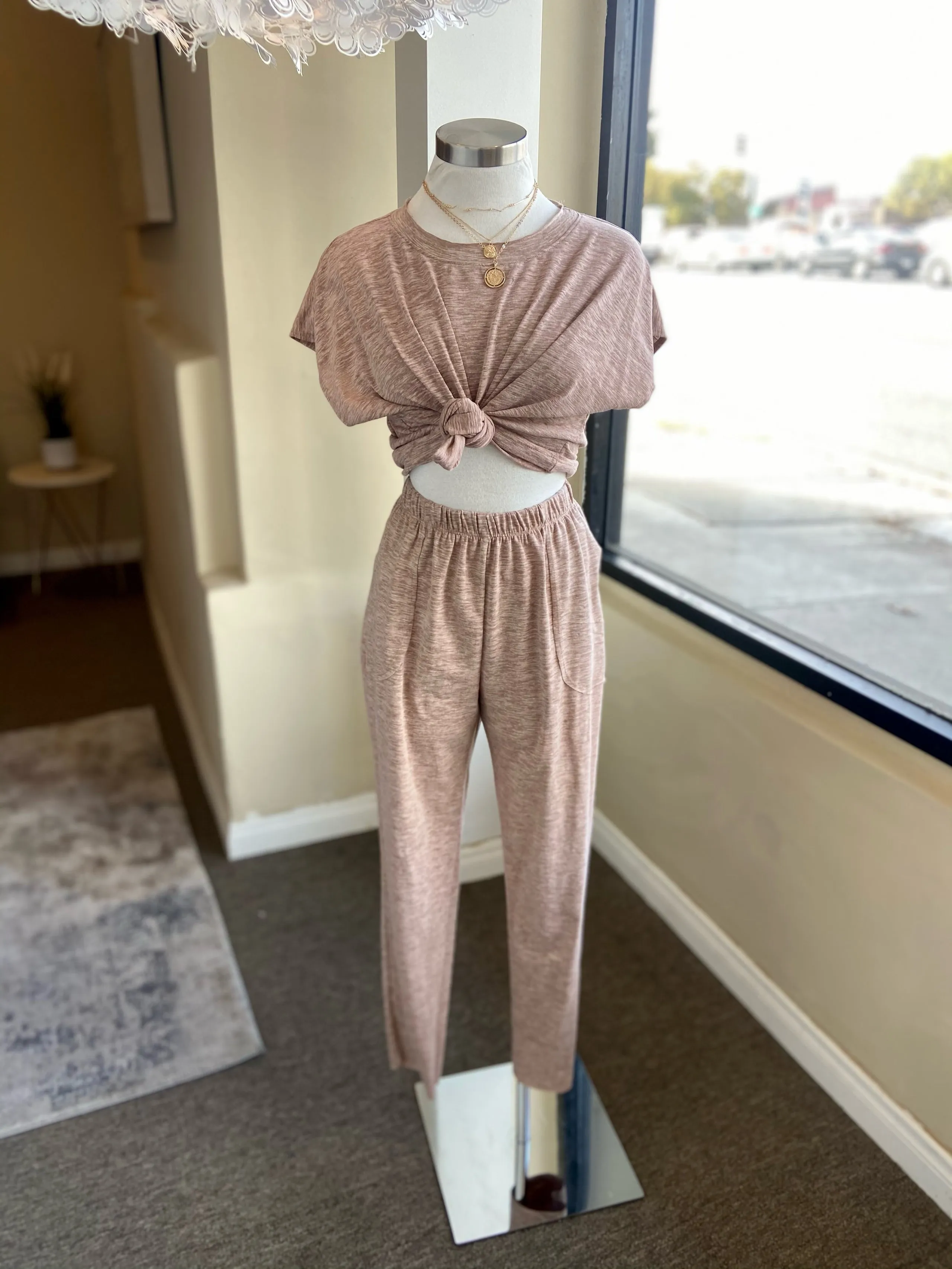 Taupe Boxy Tee Jogger Set