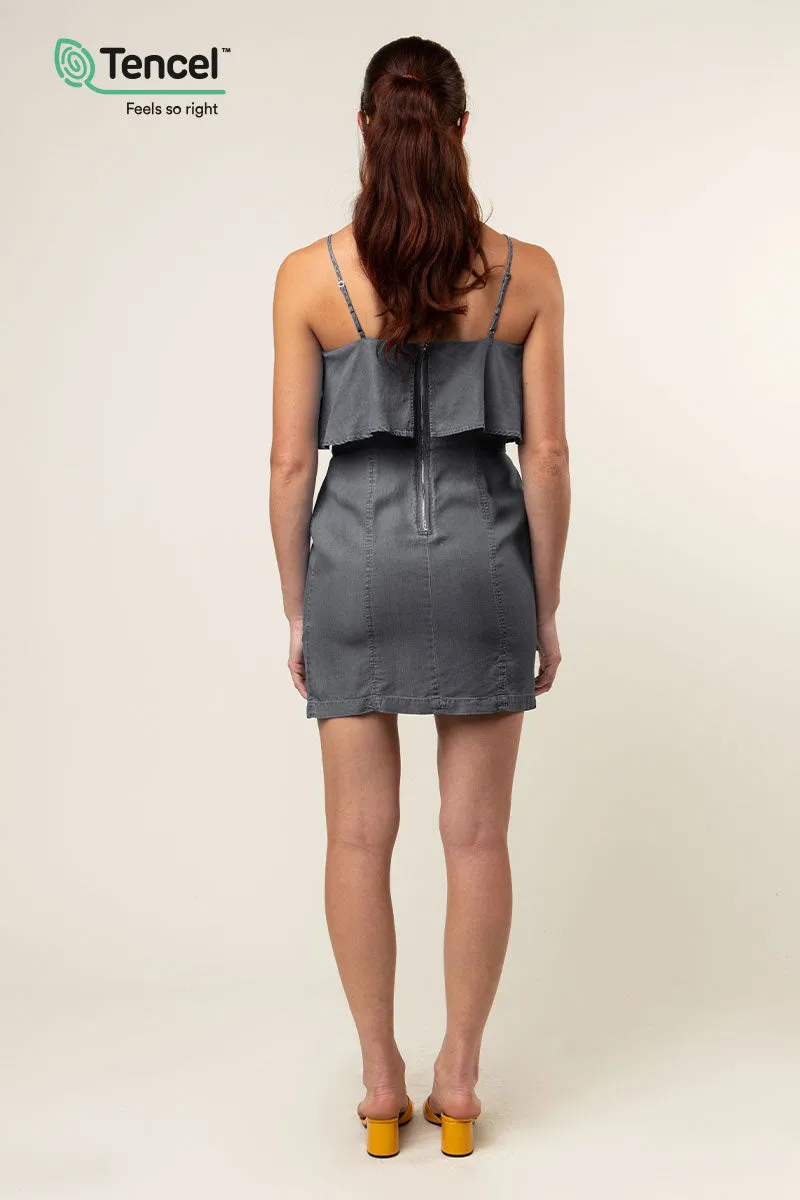 Tencel™ Ruffle Dress With Side Slits