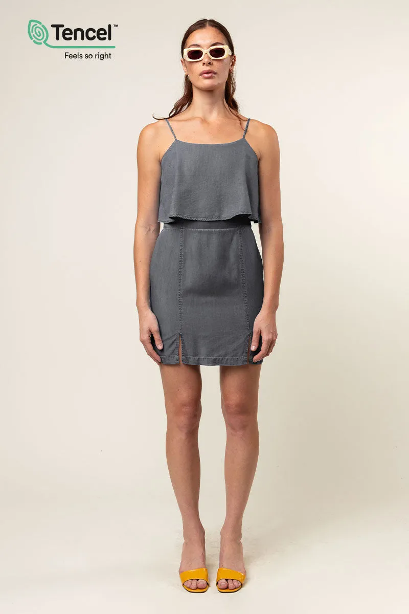 Tencel™ Ruffle Dress With Side Slits